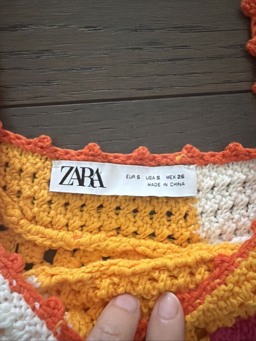 Zara Crochet Crop Top Womens Small Colorblock Boho Summer Festival Beachy - Picture 5 of 8